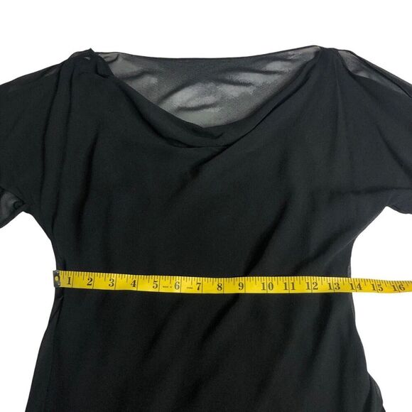 Vintage Express Dress 11/12 Black Silk Midi Flutter Sleeve Y2K Fairy Whimsigoth‎ - Picture 12 of 13